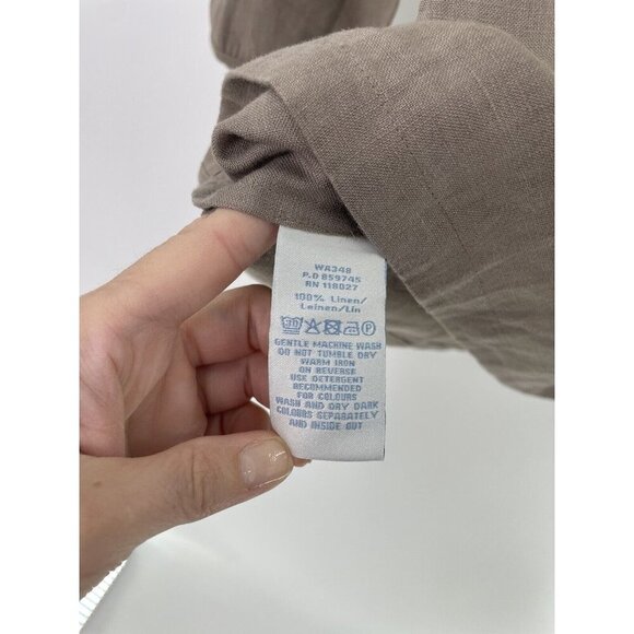 NWT Boden Taupe 100% Linen Shirt Beaded Neckline 3/4 Sleeve US Size 10 Boho - Picture 7 of 12